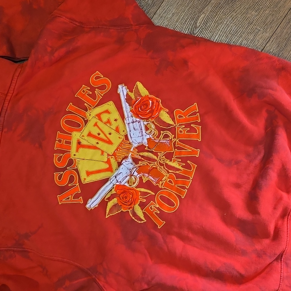 ASSHOLES LIVE FOREVER HOODIE.  SIZE LARGE... #7124